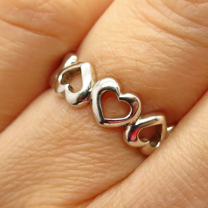 925 Sterling Silver Heart Design Ring Size 6 1/4