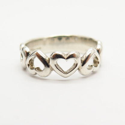 925 Sterling Silver Heart Design Ring Size 6 1/4