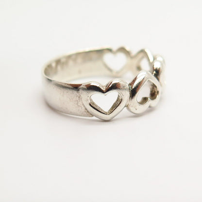 925 Sterling Silver Heart Design Ring Size 6 1/4