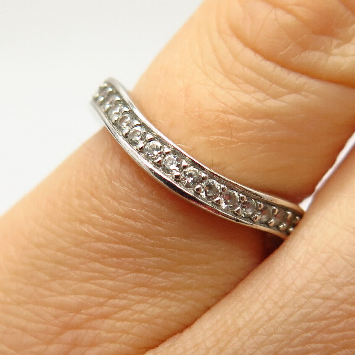 925 Sterling Silver Pave C Z Ring Size 5