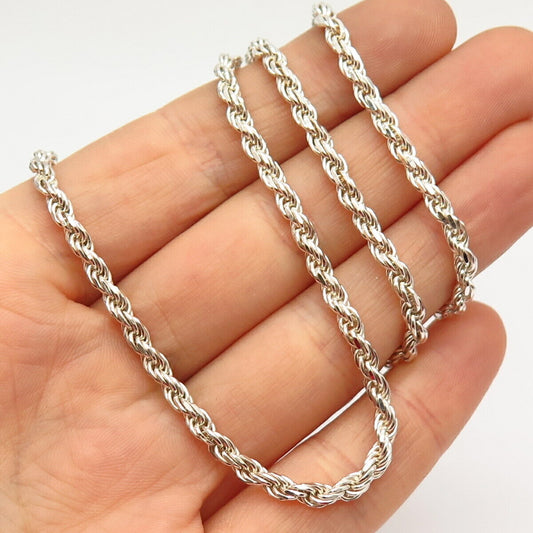 925 Sterling Silver Italy Twisted Rope Chain Necklace 18"