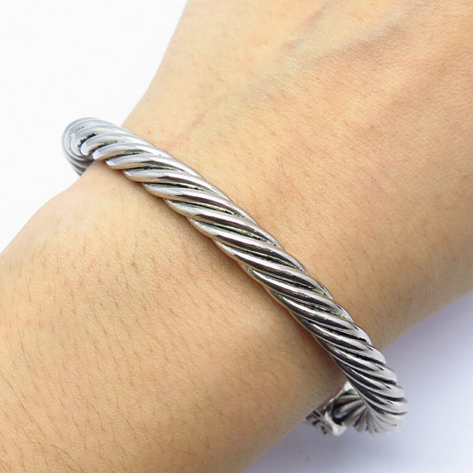 925 Sterling Silver Twisted Design Cuff Bracelet 7 1/4"