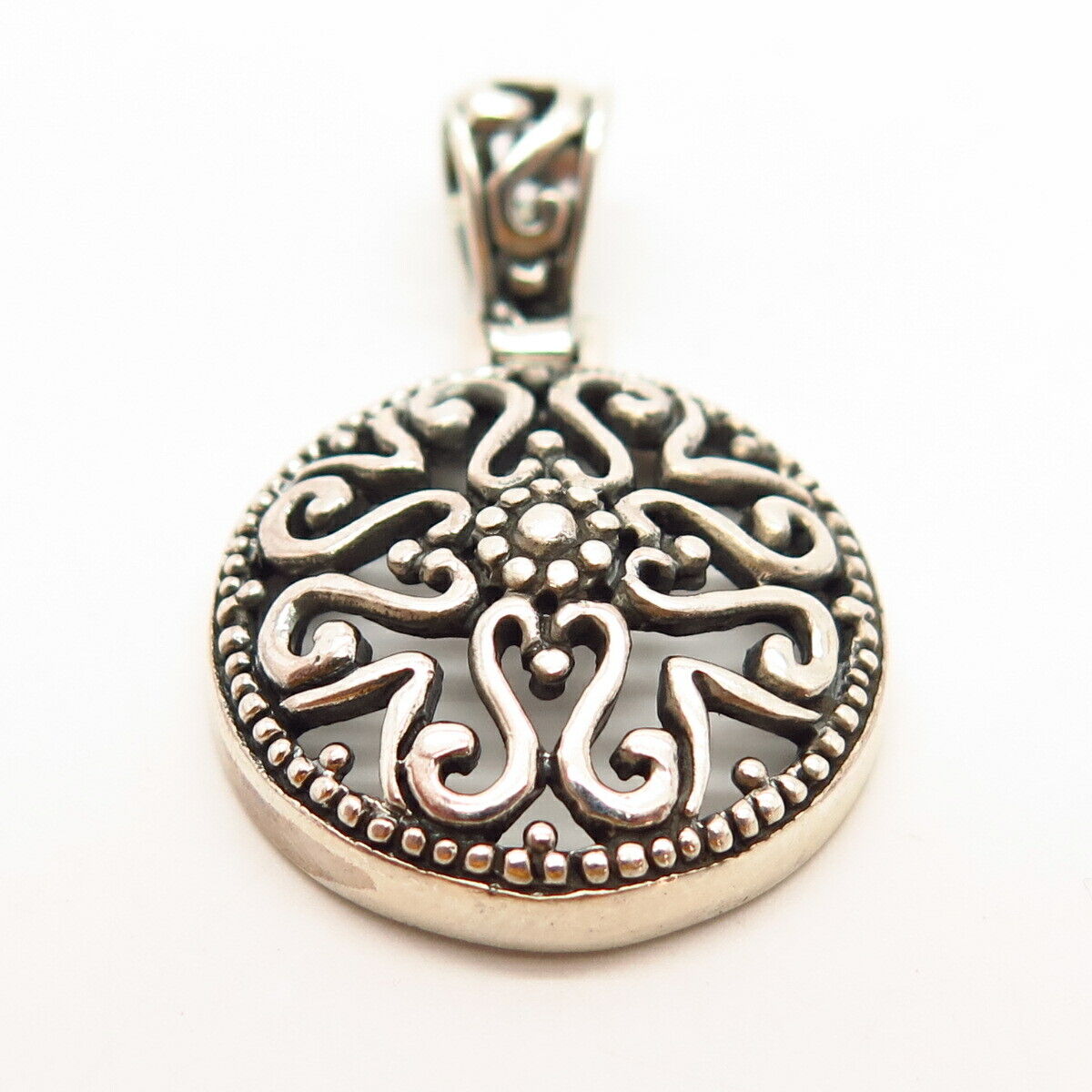 925 Sterling Silver Floral Ornate Design Pendant