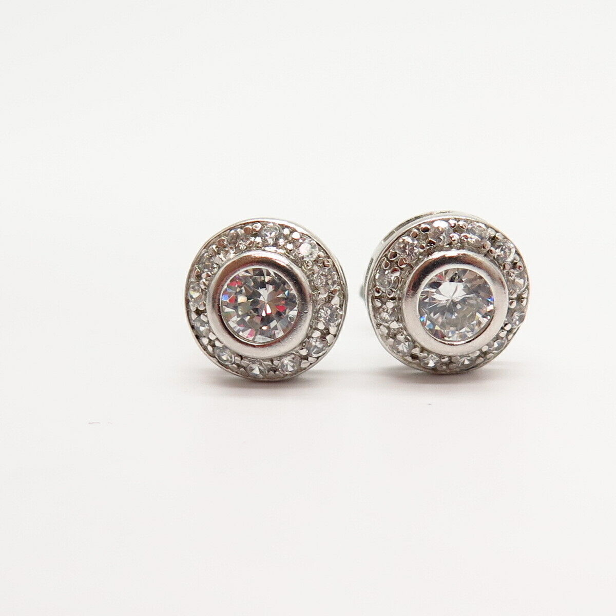 925 Sterling Silver C Z Stud Earrings