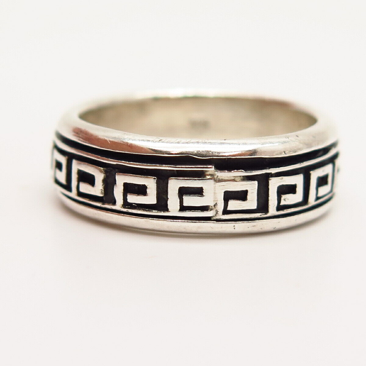 925 Sterling Silver Greek Maze Design Rotating Band Ring