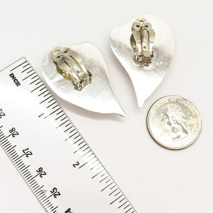 925 Sterling Silver Vintage Bliss Teardrop Design Hollow Clip On Earrings