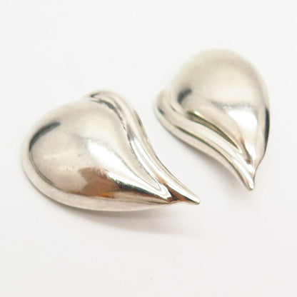 925 Sterling Silver Vintage Bliss Teardrop Design Hollow Clip On Earrings