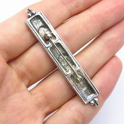 925 Sterling Silver 2-Tone Tribal Design Pin Brooch