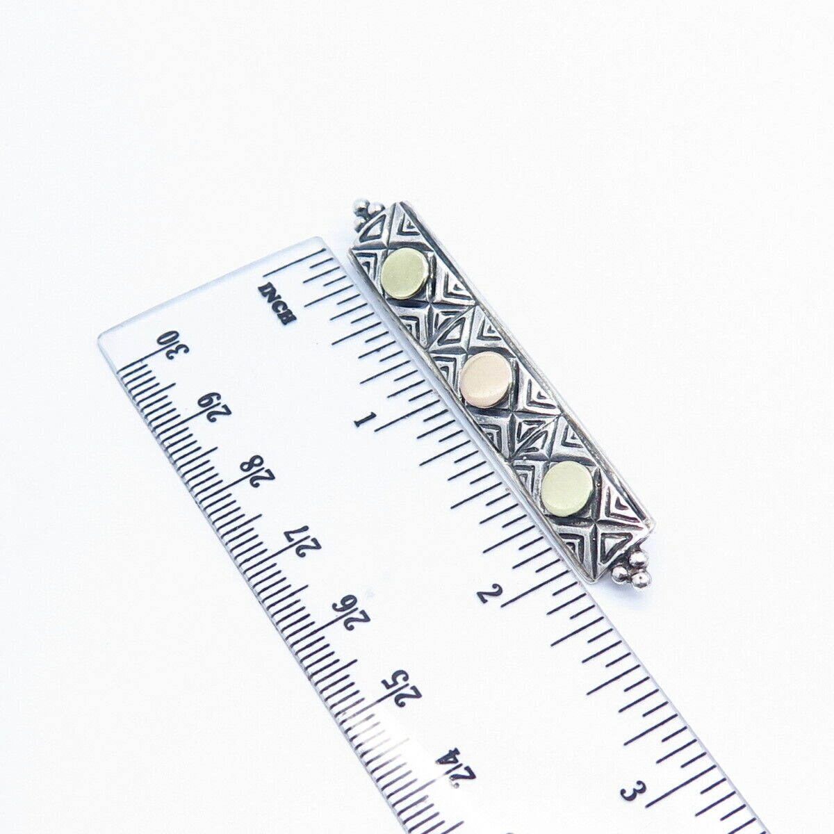 925 Sterling Silver 2-Tone Tribal Design Pin Brooch