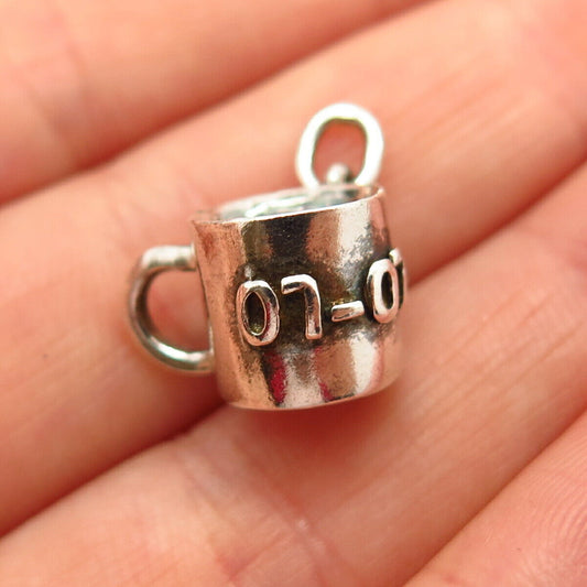 925 Sterling Silver Military Mug Charm Pendant