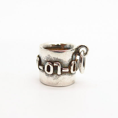 925 Sterling Silver Military Mug Charm Pendant