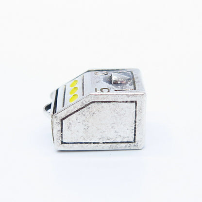 925 Sterling Silver Vintage Enamel Slot Machine Charm Pendant