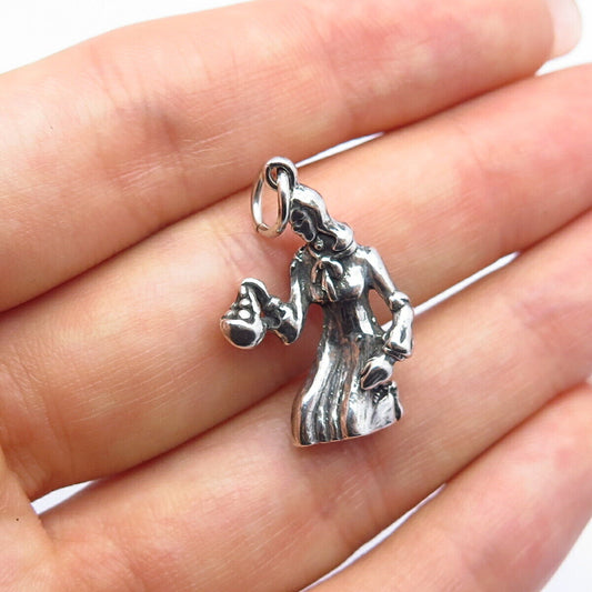 925 Sterling Silver Vintage Shube Lady Charm Pendant