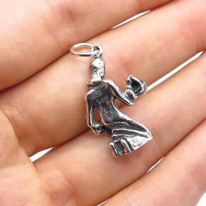 925 Sterling Silver Vintage Shube Lady Charm Pendant