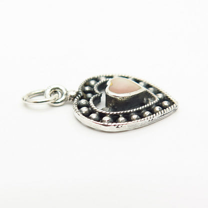 925 Sterling Silver Real Mother-of-Pearl Heart Charm Pendant