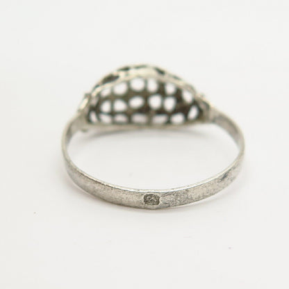 925 Sterling Silver Grid Design Domed Ring Size 8.5