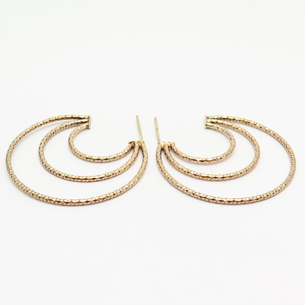 925 Sterling Silver Gold Plated Textured Crescent Moon Hoop Earrings