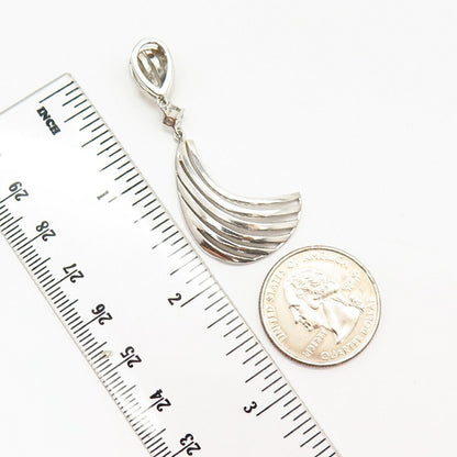 925 Sterling Silver 2-Tone C Z Dangling Slide Pendant