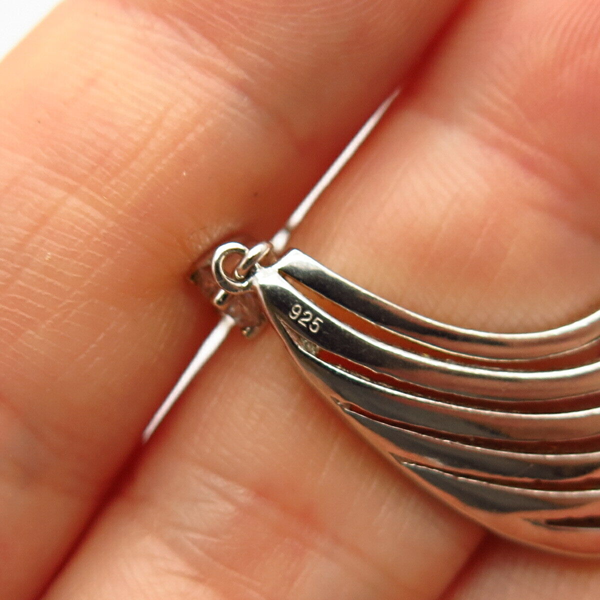 925 Sterling Silver 2-Tone C Z Dangling Slide Pendant