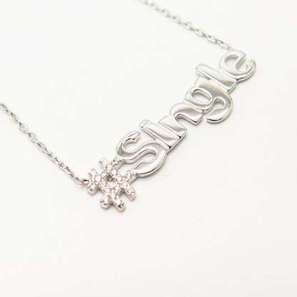 925 Sterling Silver C Z "#Single" Chain Necklace 17"