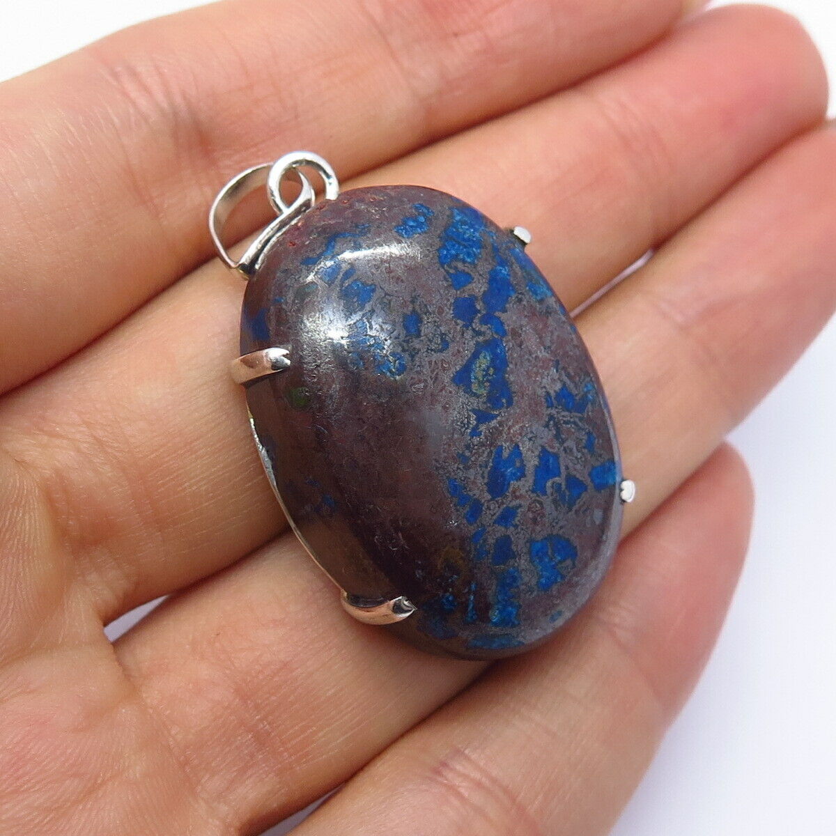 925 Sterling Silver Real Lapis Lazuli Gemstone Amulet Pendant