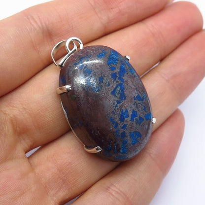 925 Sterling Silver Real Lapis Lazuli Gemstone Amulet Pendant