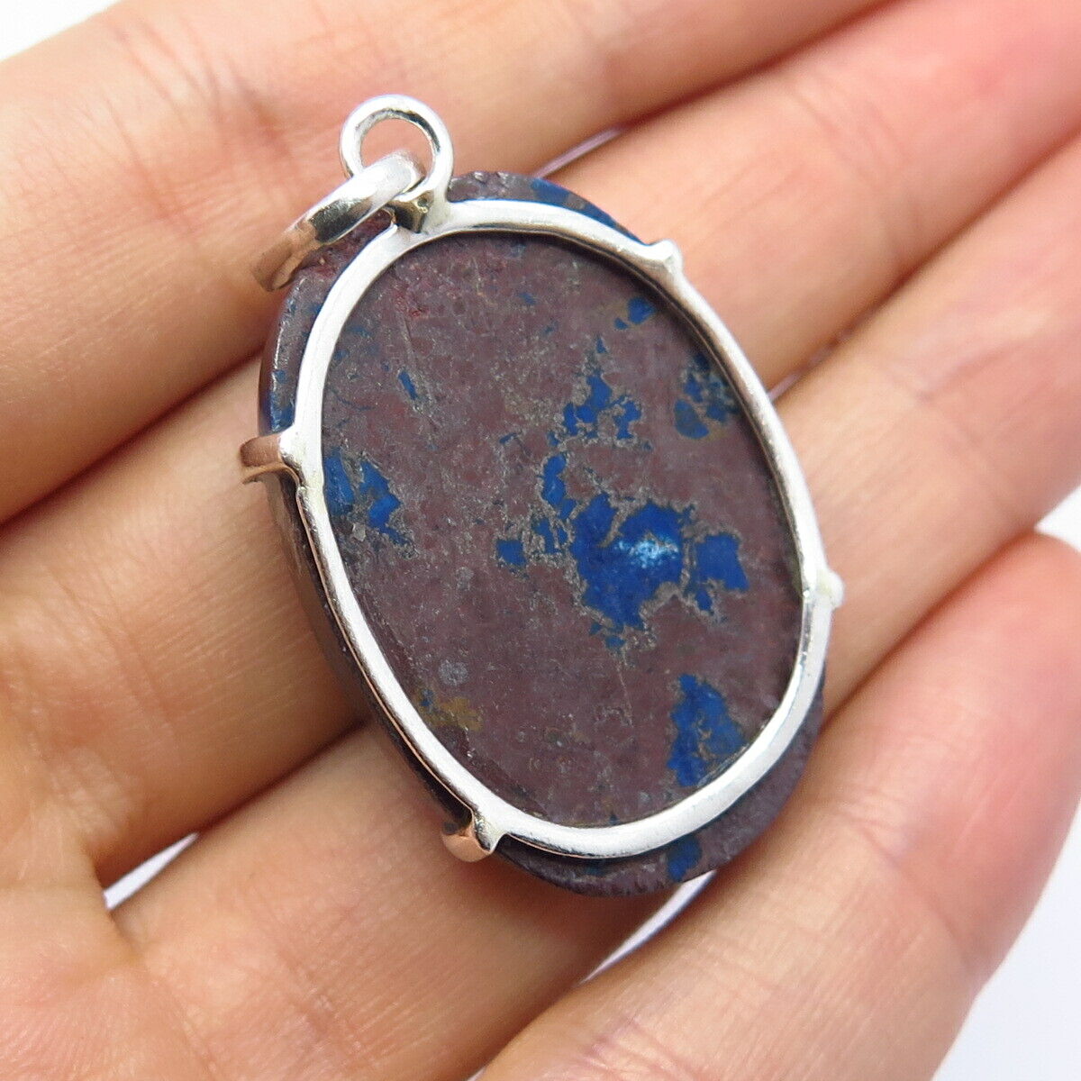 925 Sterling Silver Real Lapis Lazuli Gemstone Amulet Pendant