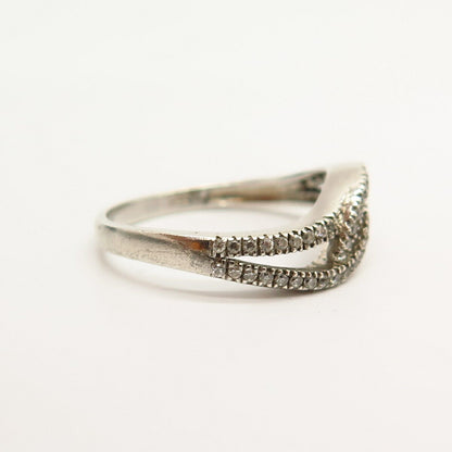 925 Sterling Silver C Z Wave Ring Size 7 1/4