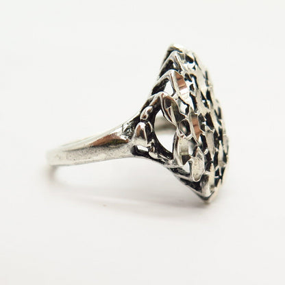 925 Sterling Silver Grid / Net Design Ring Size 6