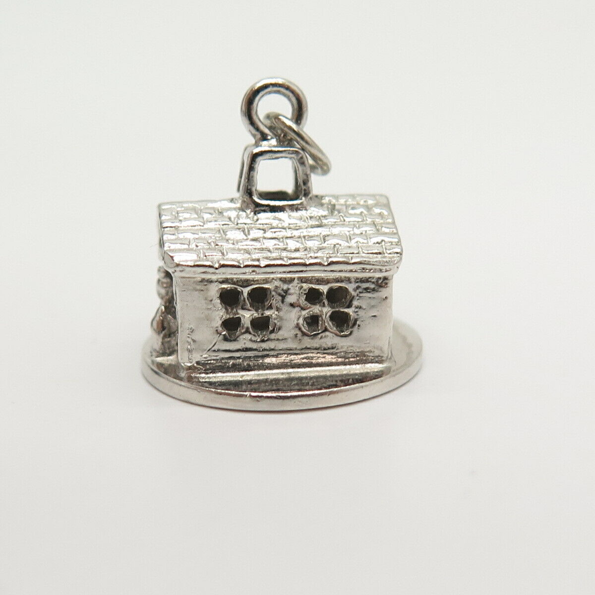 925 Sterling Silver Vintage Old House Design Charm Pendant