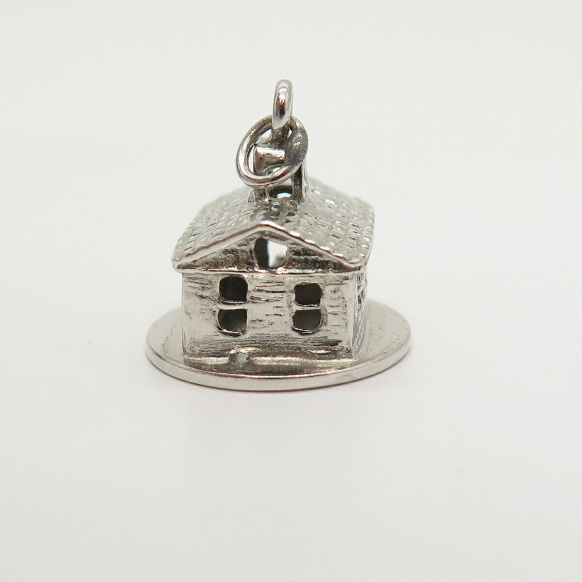 925 Sterling Silver Vintage Old House Design Charm Pendant