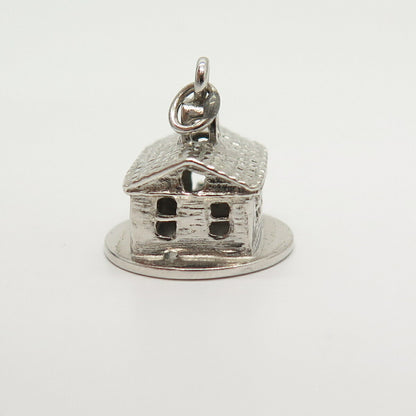 925 Sterling Silver Vintage Old House Design Charm Pendant