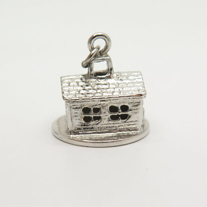 925 Sterling Silver Vintage Old House Design Charm Pendant