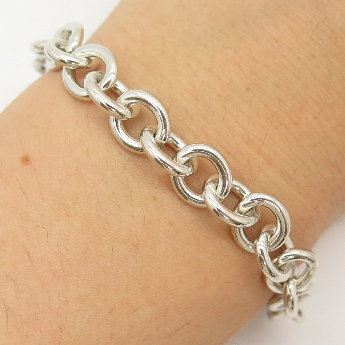 925 Sterling Silver Cable Link Bracelet 6 3/4"