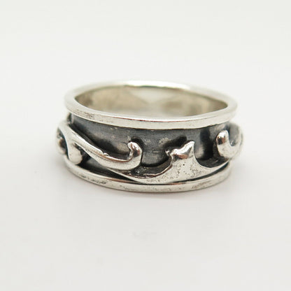 925 Sterling Silver Swirl Design Rotating Band Ring Size 7.5