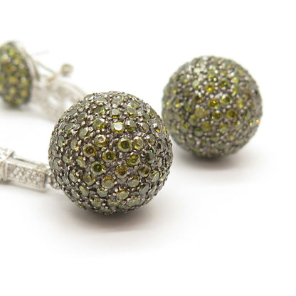 925 Sterling Silver White & Citrine-Tone C Z Ball Statement Earrings