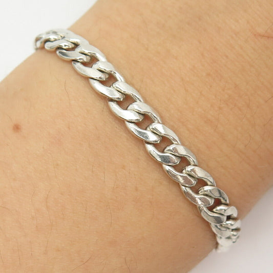 925 Sterling Silver Cuban Link Bracelet 8"