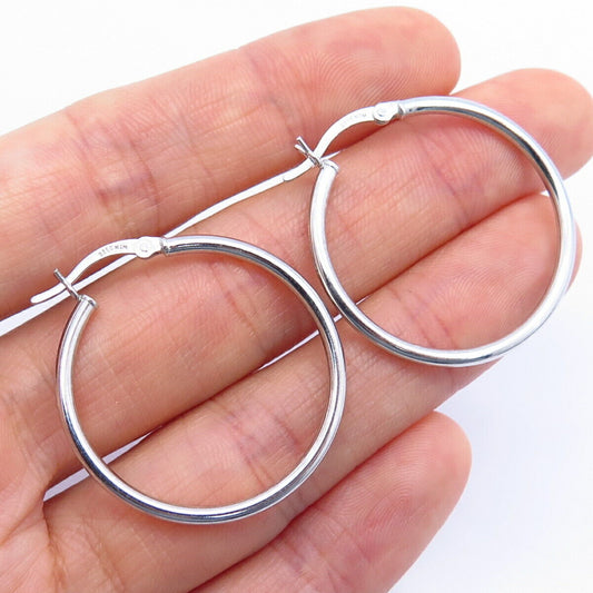 925 Sterling Silver Hollow Smooth Hoop Earrings