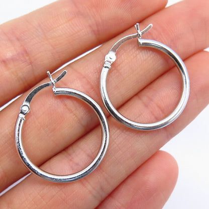 925 Sterling Silver Hollow Smooth Small Hoop Earrings