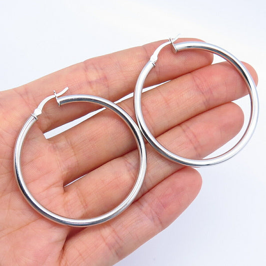 925 Sterling Silver Hollow Smooth Hoop Earrings