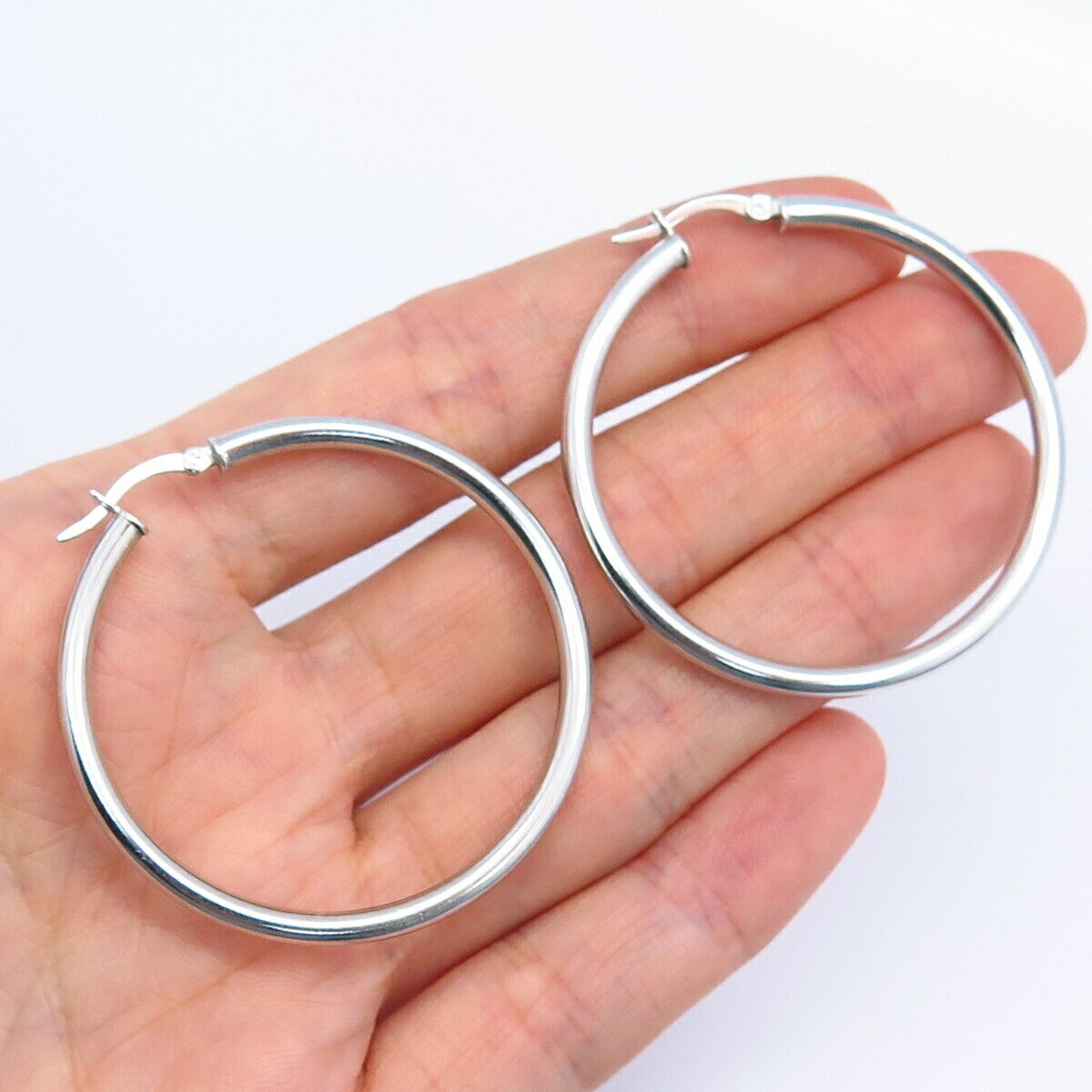 925 Sterling Silver Hollow Smooth Hoop Earrings