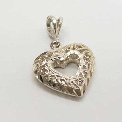 925 Sterling Silver Swirl & Open Heart Design Pendant