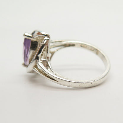 925 Sterling Silver Real Amethyst Gem Ring Size 6