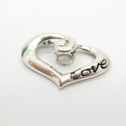 925 Sterling Silver "Love" Open Heart Slide Pendant