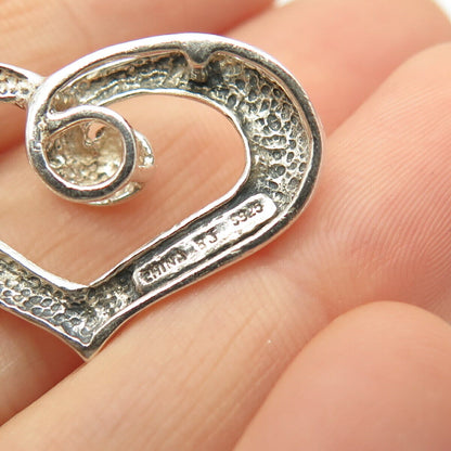 925 Sterling Silver "Love" Open Heart Slide Pendant