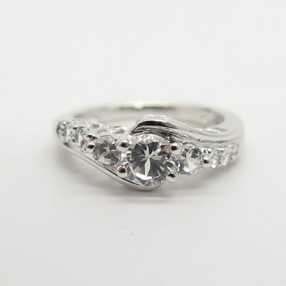 925 Sterling Silver Round-Cut C Z Engagement Ring Size 6 3/4