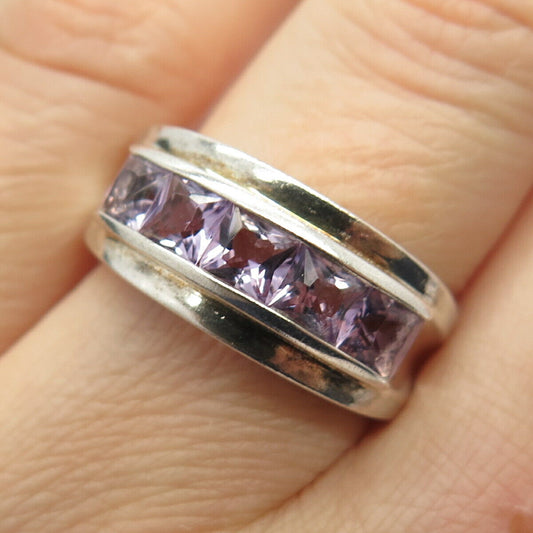 925 Sterling Silver Real Amethyst Gemstone Ring Size 7 1/4