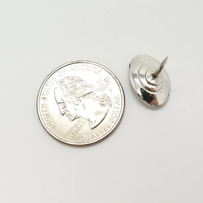 925 Sterling Silver Vintage Real Brown Mother-of-Pearl Satin Finish Small Pin