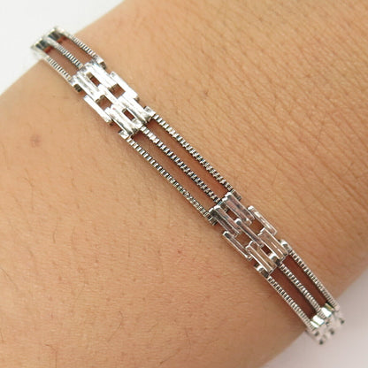 925 Sterling Silver Gate Link Bracelet 6 3/4"