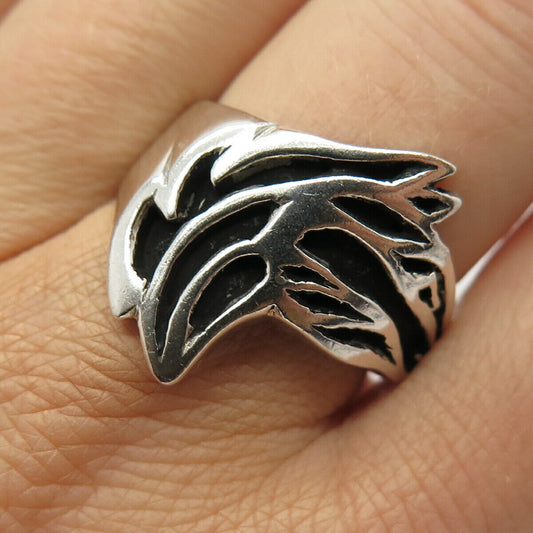 925 Sterling Silver Tribal Flame Design Ring Size 9